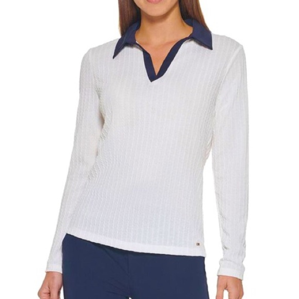 Tommy Hilfiger Mix Media Cable Knit Neck Ivory/Midnight M/M/M